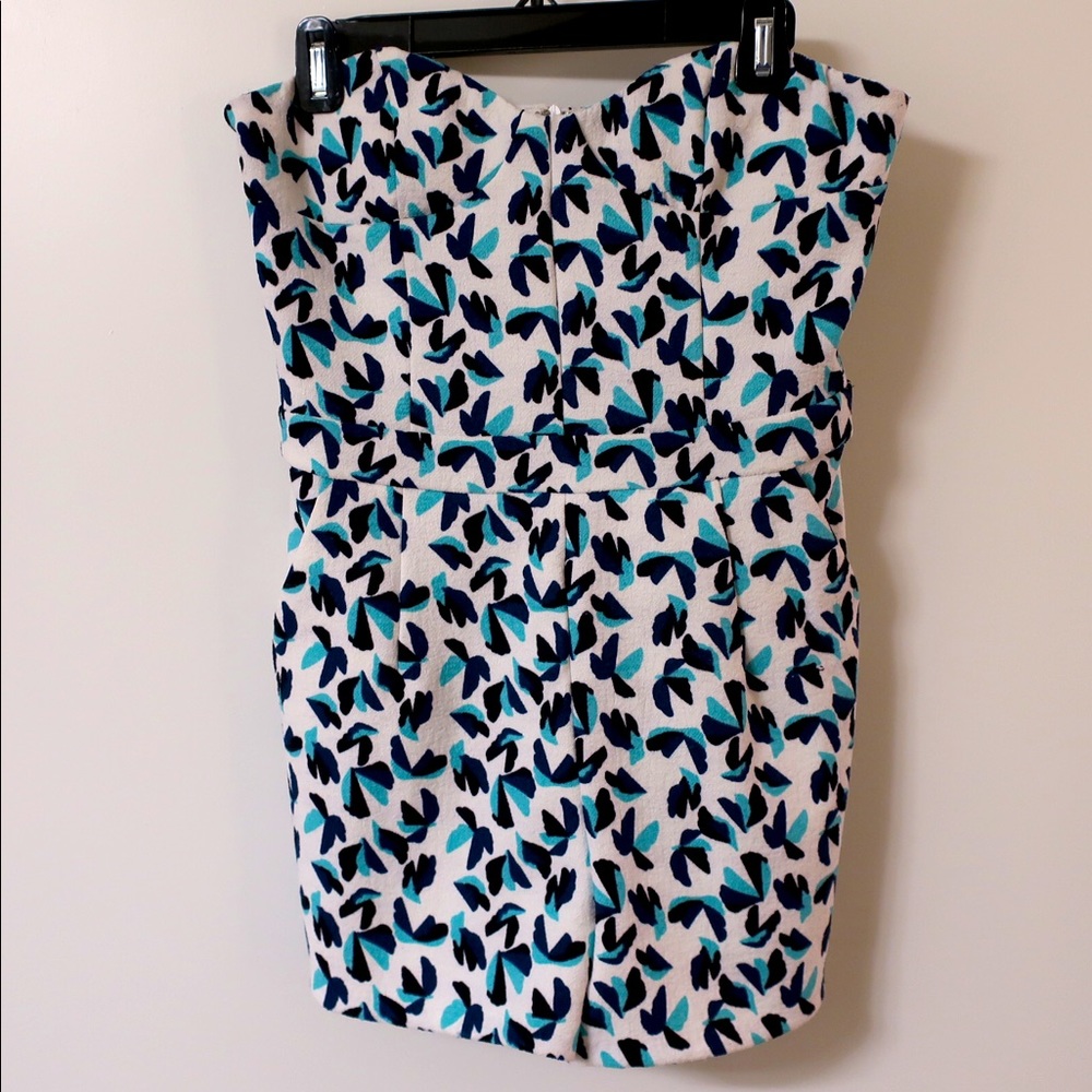 Blue and white strapless summer romper